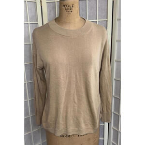 J. Crew Linen Viscose Preppy Designer‎ Minimalist Tan Sweater XS